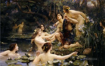 victorian victoria Painting - Hylas and the Water Nymphs Henrietta Rae Victorian female painter